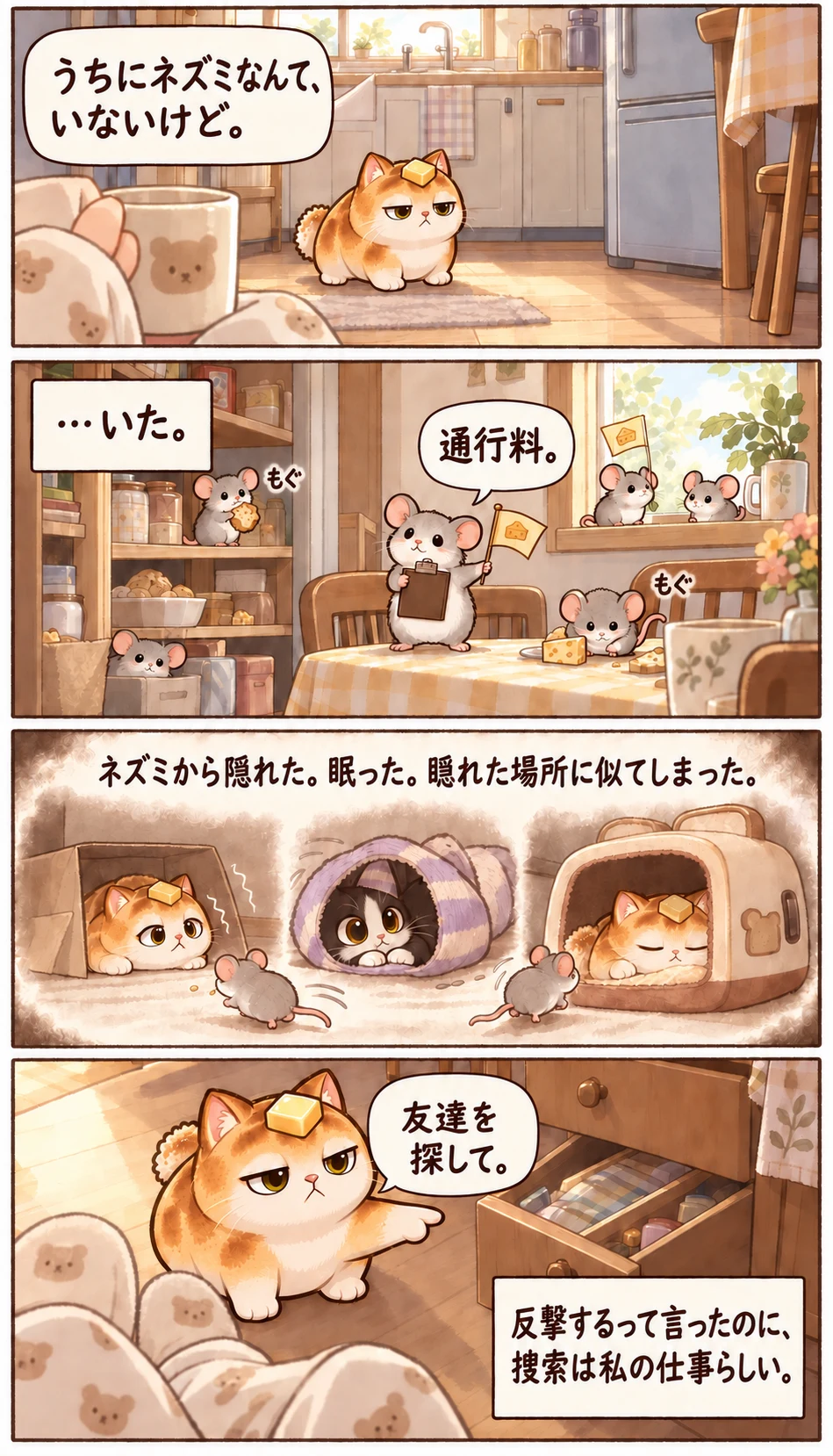 うちにネズミなんて、いないけど。 …いた。 通行料。 ネズミから隠れた。眠った。隠れた場所に似てしまった。 友達を探して。 反撃するって言ったのに、捜索は私の仕事らしい。