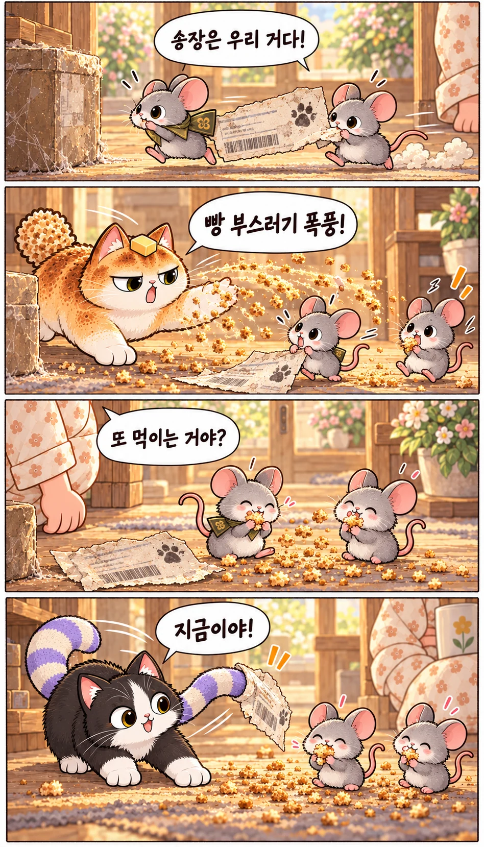 송장은 우리 거다! 빵 부스러기 폭풍! 또 먹이는 거야? 지금이야!