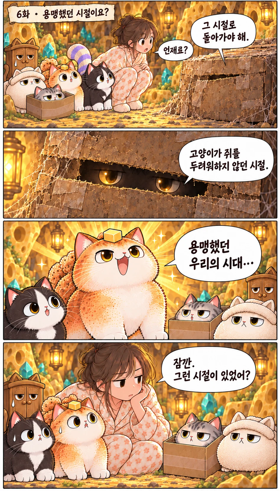 6화 · 용맹했던 시절이요? 그 시절로 돌아가야 해. 언제로? 고양이가 쥐를 두려워하지 않던 시절. 용맹했던 우리의 시대… 잠깐. 그런 시절이 있었어?