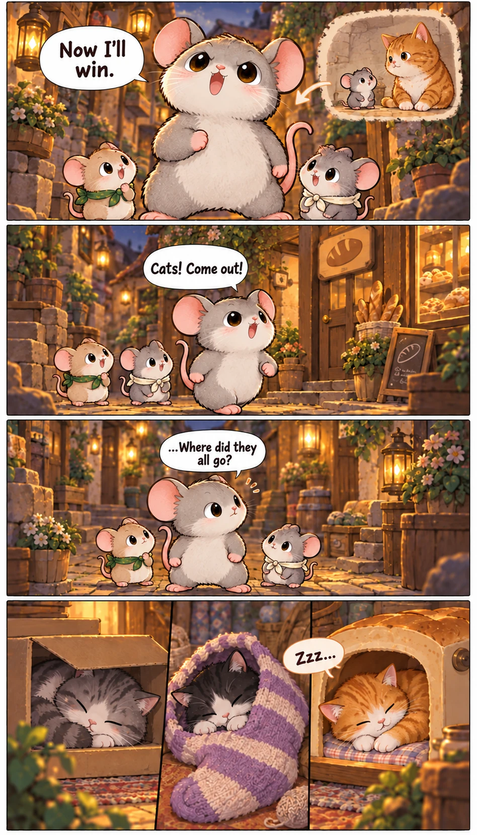Now I'll win. Cats! Come out! ...Where did they all go? Zzz...