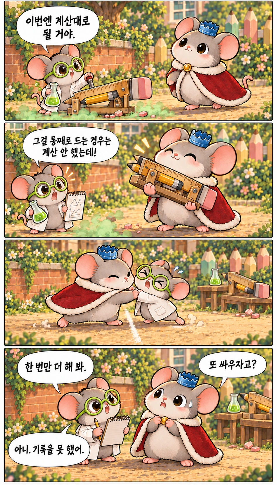 이번엔 계산대로 될 거야. 그걸 통째로 드는 경우는 계산 안 했는데! 한 번만 더 해 봐. 또 싸우자고? 아니. 기록을 못 했어.