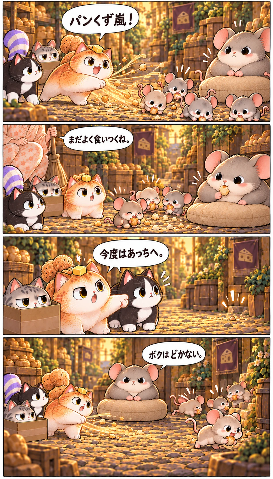 パンくず嵐! まだよく食いつくね。 今度はあっちへ。 ボクはどかない。