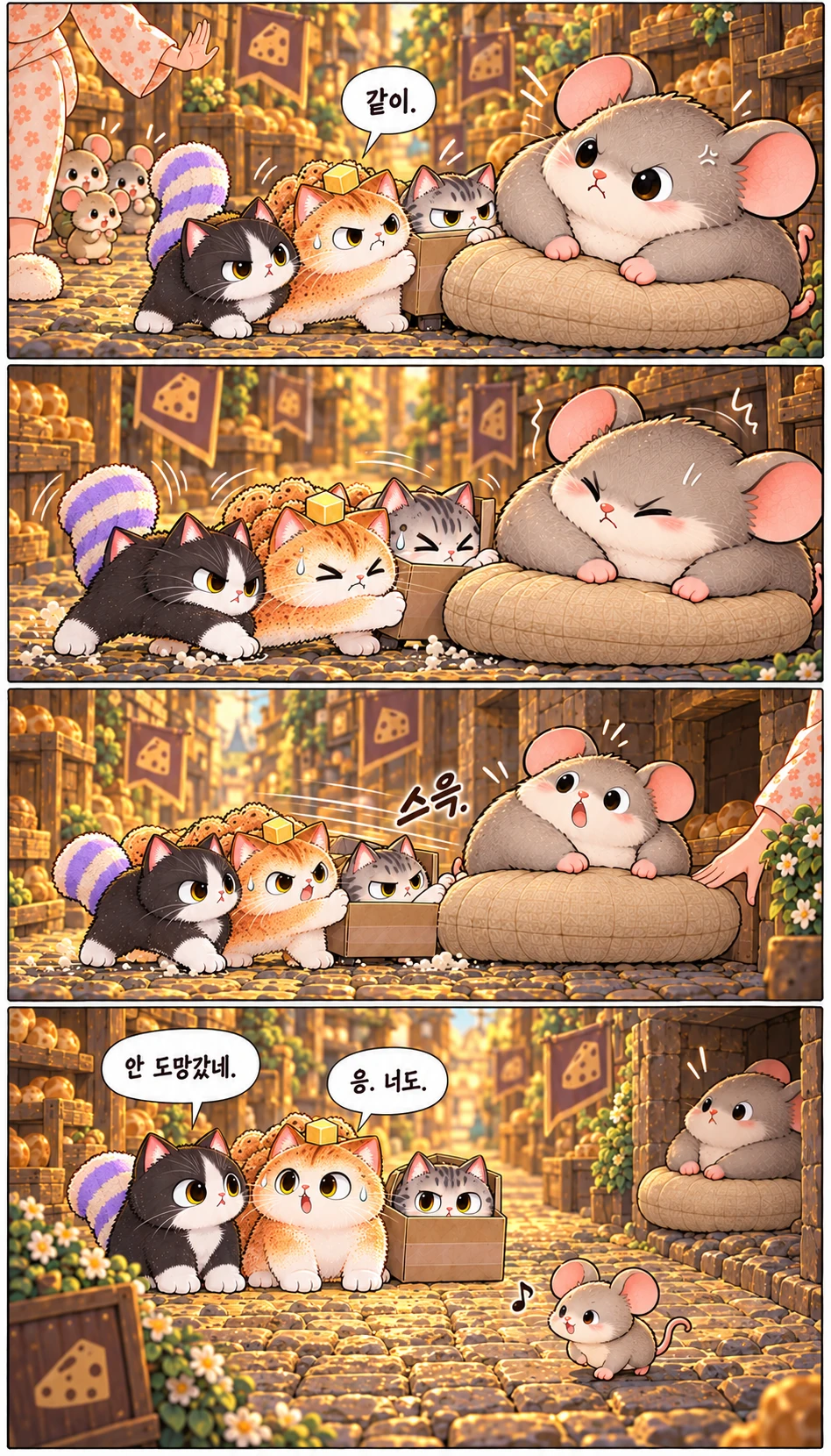 같이. 스윽. 안 도망갔네. 응. 너도.