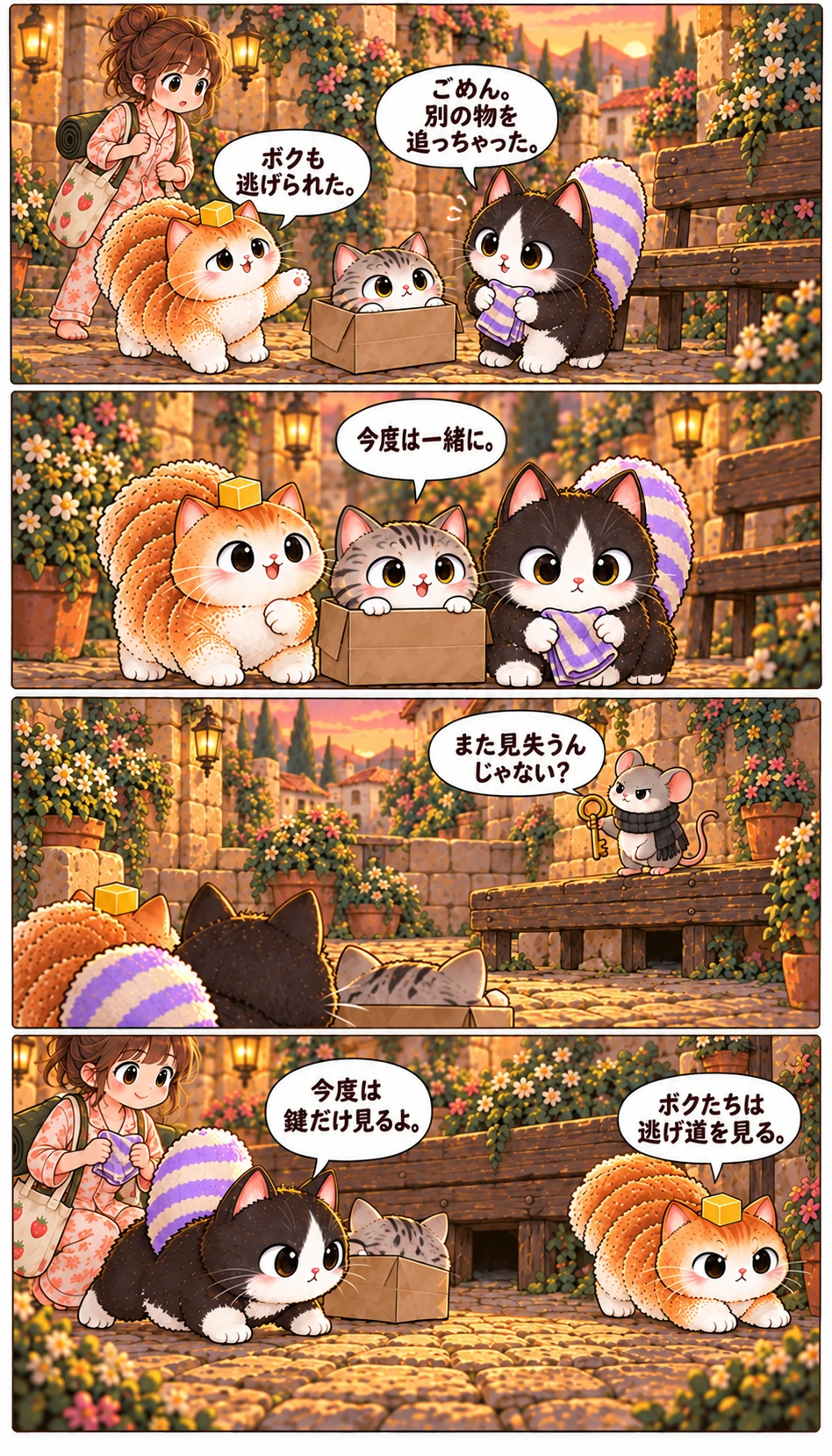ごめん。別の物を追っちゃった。 ボクも逃げられた。 今度は一緒に。 また見失うんじゃない？ 今度は鍵だけ見るよ。 ボクたちは逃げ道を見る。
