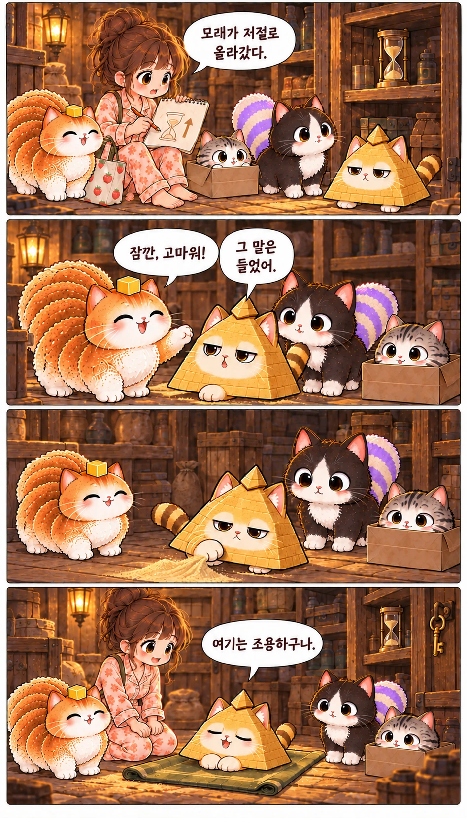 모래가 저절로 올라갔다. 잠깐, 고마워! 그 말은 들었어. 여기는 조용하구나.