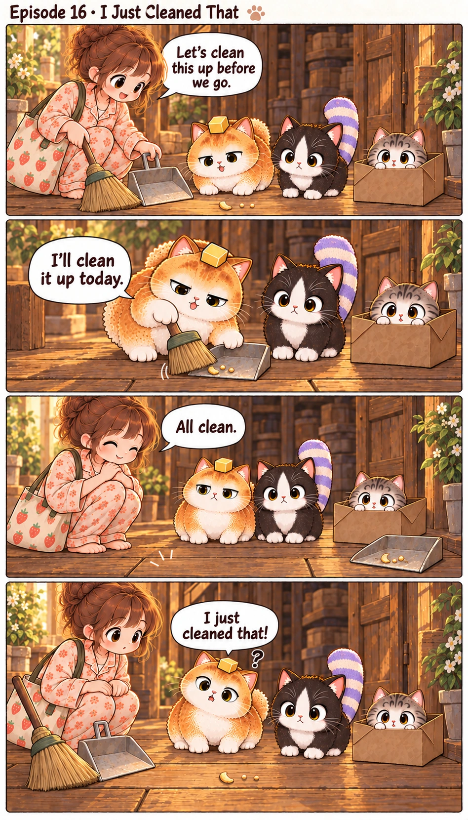 Episode 16 · I Just Cleaned That Let’s clean this up before we go. I’ll clean it up today. All clean. I just cleaned that!