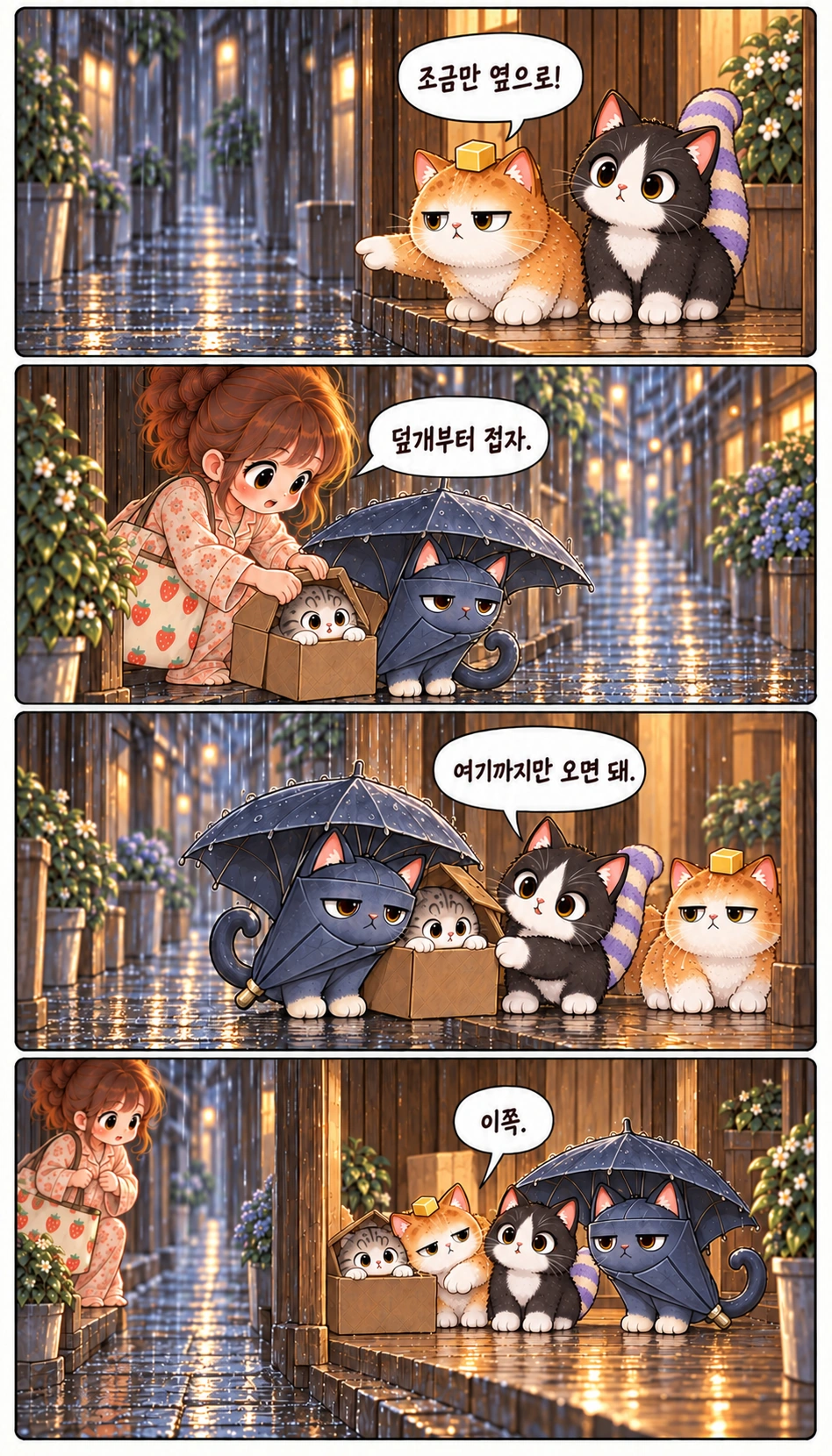 조금만 옆으로! 덮개부터 접자. 여기까지만 오면 돼. 이쪽.