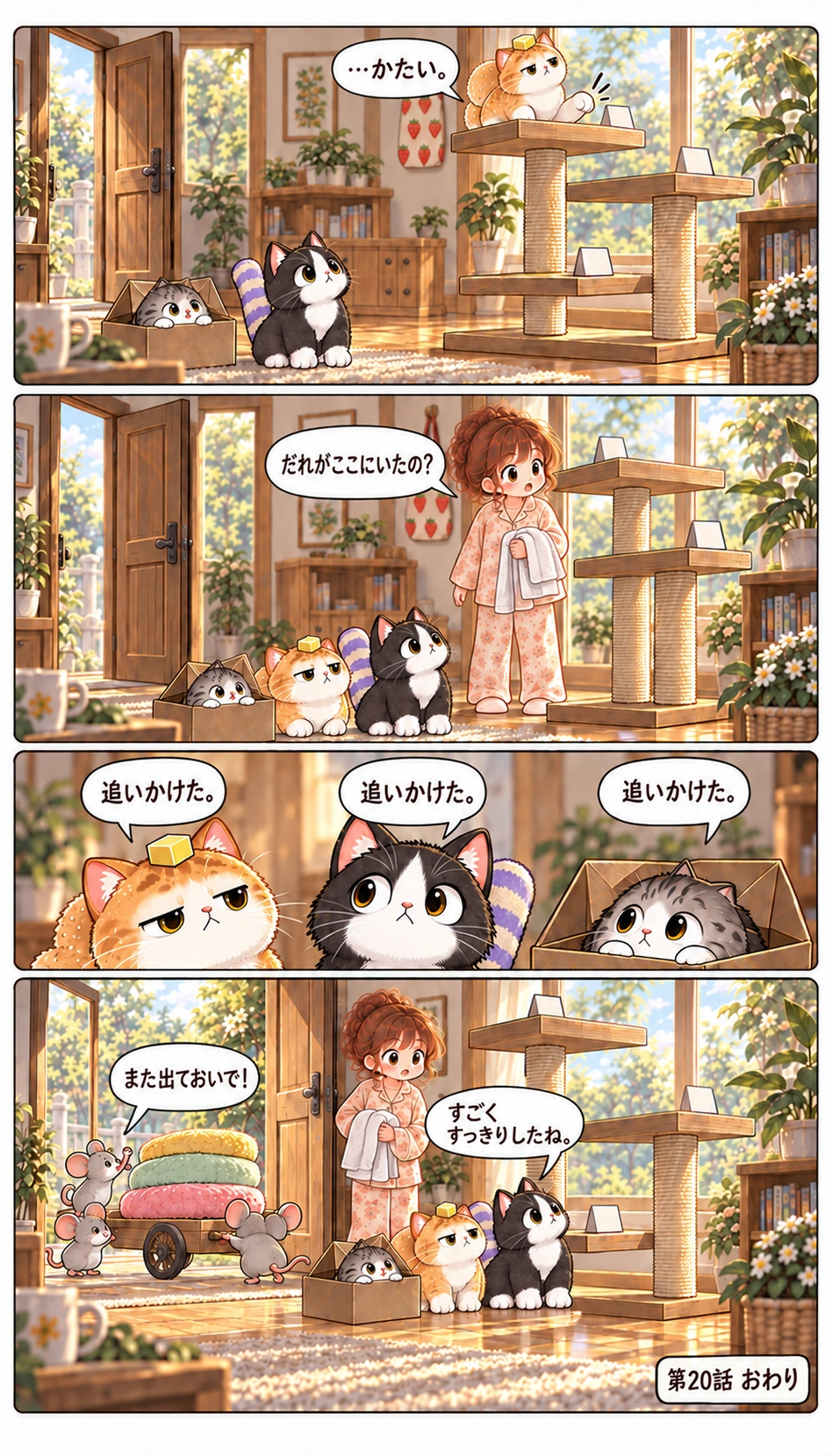 …かたい。 だれがここにいたの？ 追いかけた。 追いかけた。 追いかけた。 また出ておいで！ すごくすっきりしたね。 第20話 おわり