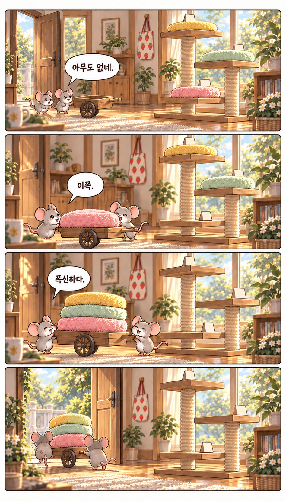 아무도 없네. 이쪽. 폭신하다.