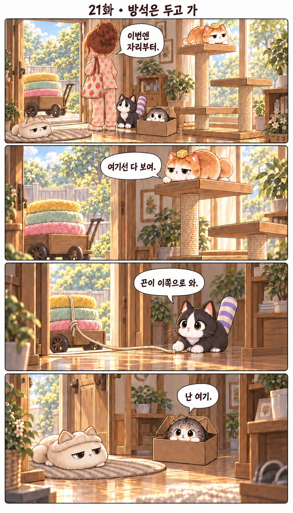 21화 · 방석은 두고 가 이번엔 자리부터. 여기선 다 보여. 끈이 이쪽으로 와. 난 여기.
