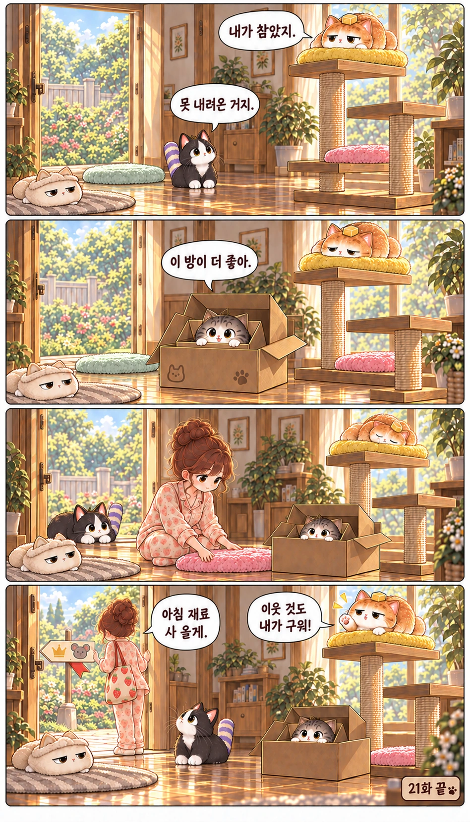 내가 참았지. 못 내려온 거지. 이 방이 더 좋아. 아침 재료 사 올게. 이웃 것도 내가 구워! 21화 끝