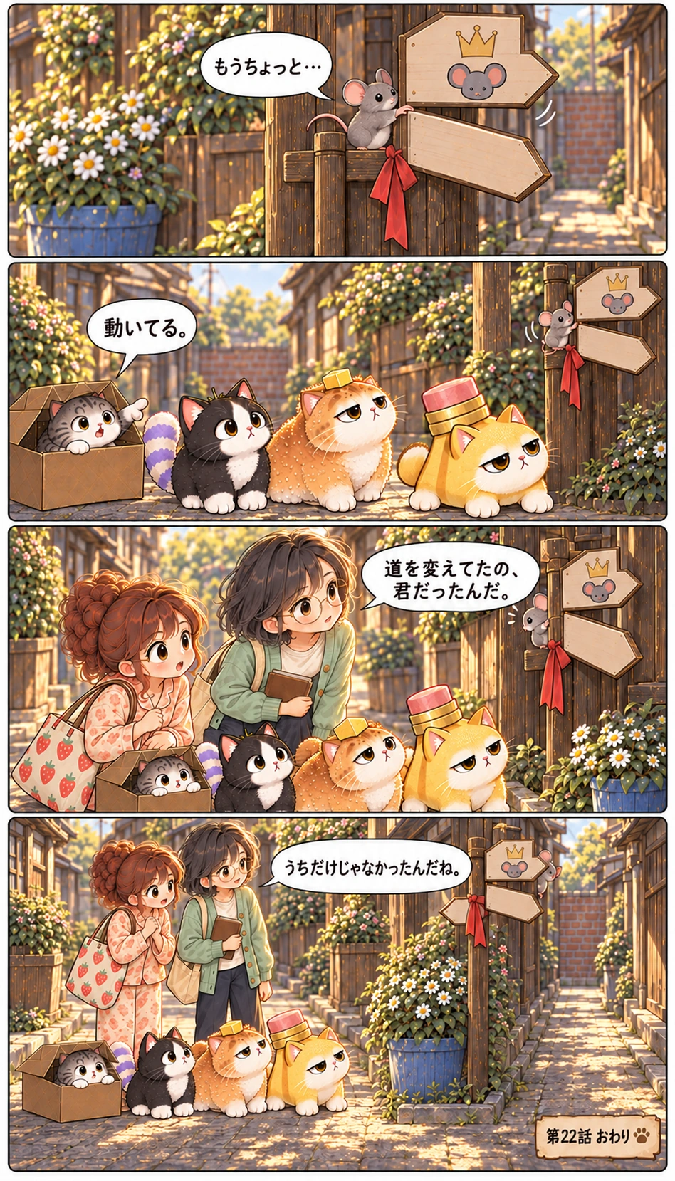 もうちょっと… 動いてる。 道を変えてたの、君だったんだ。 うちだけじゃなかったんだね。 第22話 おわり