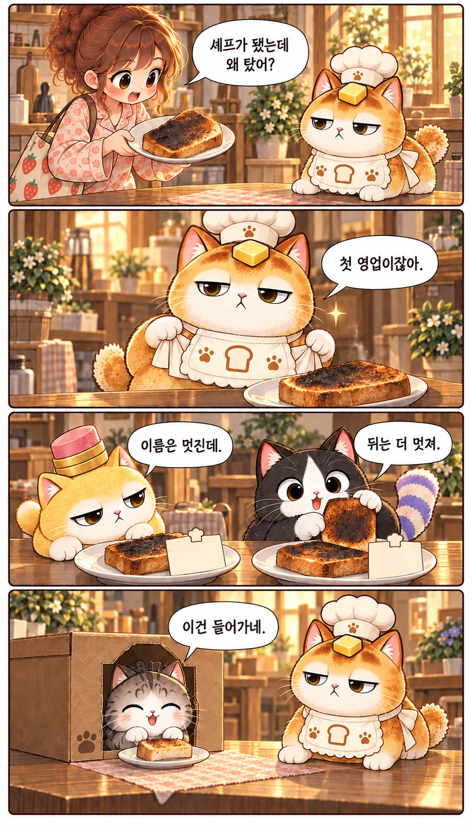 셰프가 됐는데 왜 탔어? 첫 영업이잖아. 이름은 멋진데. 뒤는 더 멋져. 이건 들어가네.