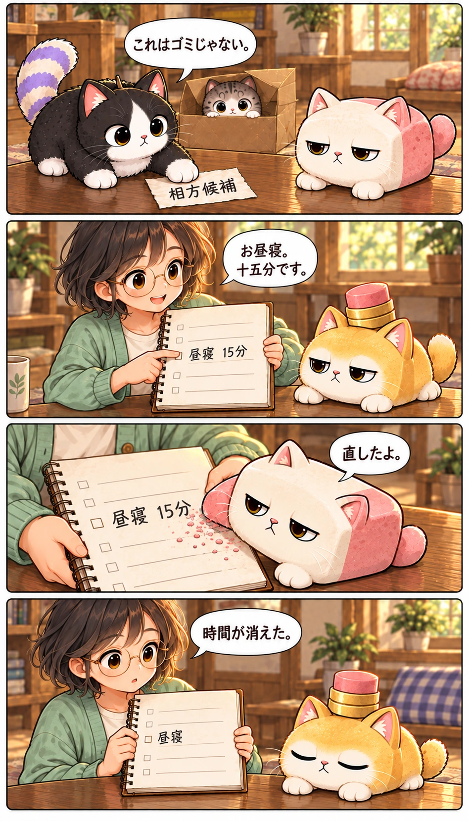 これはゴミじゃない。 お昼寝。十五分です。 直したよ。 時間が消えた。